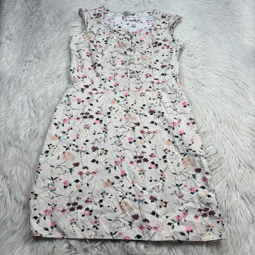 The Territory Ahead Women's 8 Beige Pink Floral Dress Cottagecore Feminine
